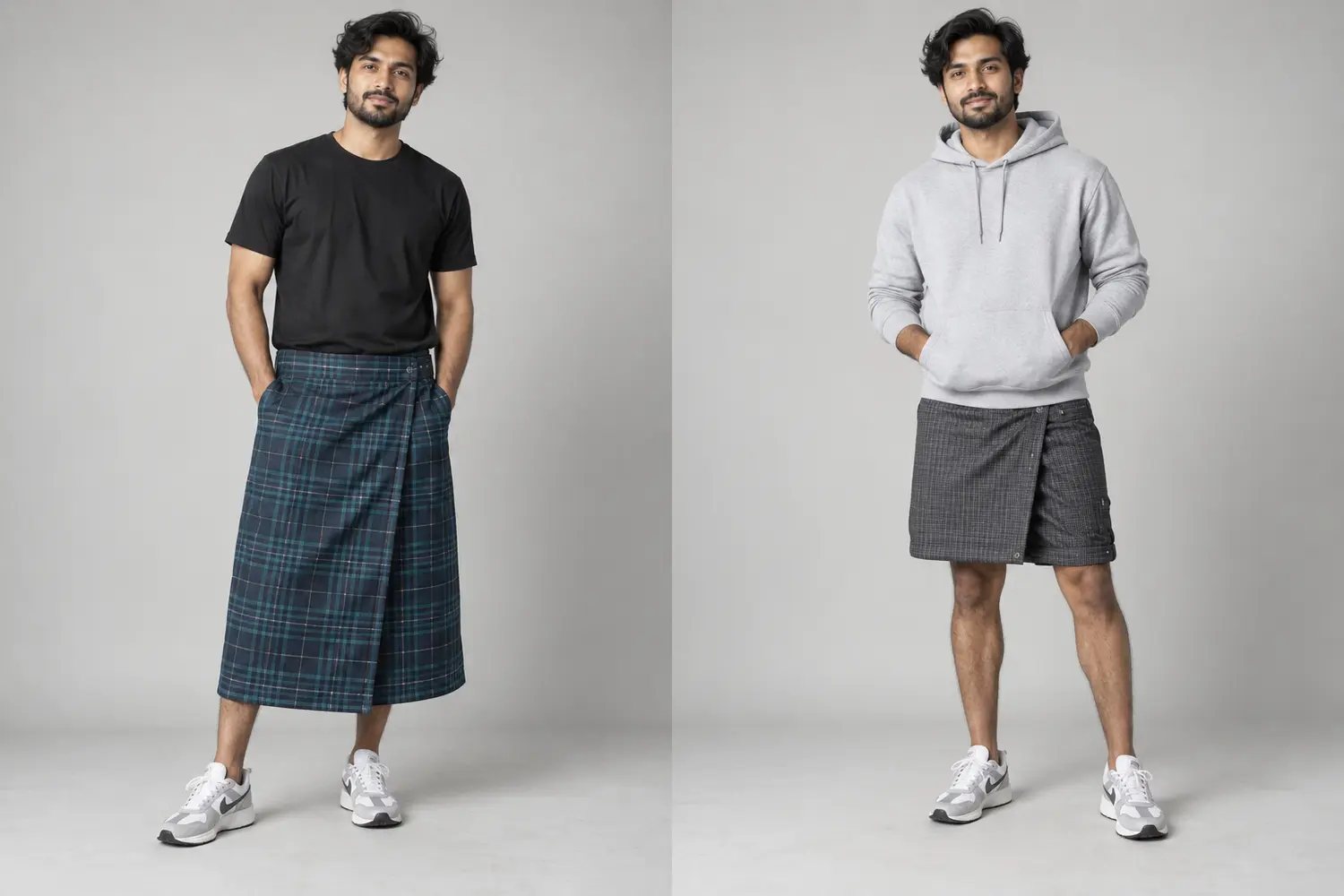 Long and short styling options for a convertible lungi